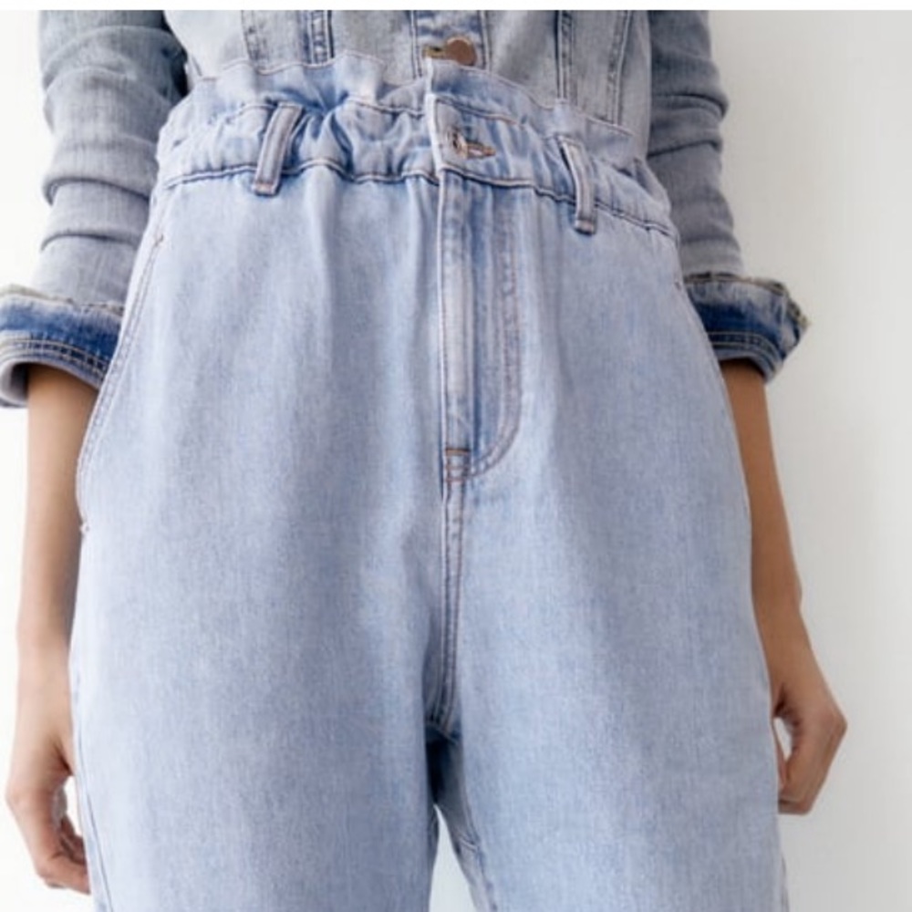 Zara BAGGY PAPERBAG JEANS - Picture 2 of 8